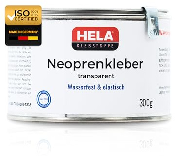 HELA® Neoprenkleber transparent – elastischer Gummikleber für Gummi, Neopren & Textilien – wasserfest, kälte- & wärmebeständig – ideal für Outdoor-Reparatur, Industrie & Schlauchboote