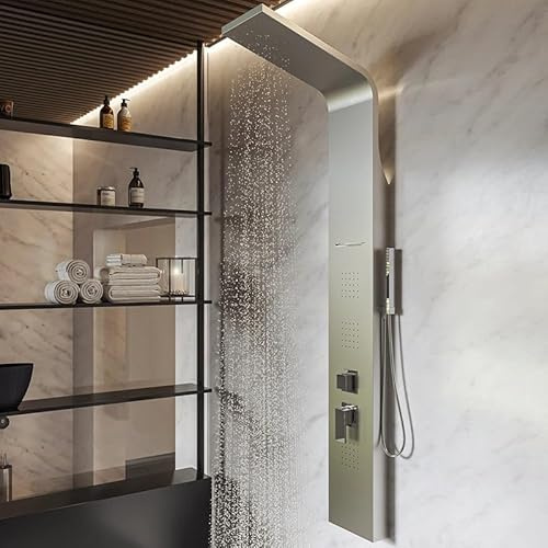 Exagonshop Pannello doccia idromassaggio termostatico effetto cascata in acciaio Onda