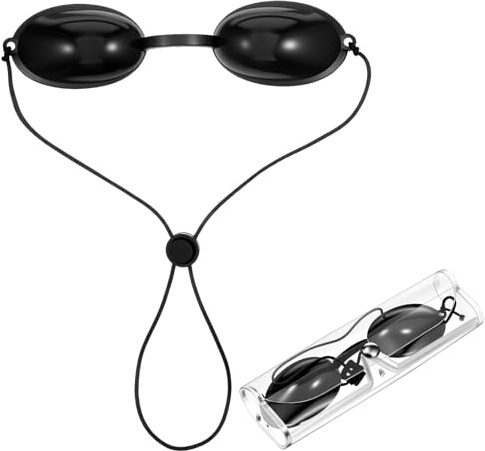Yolev Gafas de protección con lámpara de luz roja y protección UV, gafas de solarium con estuche, gafas UV, gafas de protección láser para tratamientos de belleza y tomar el sol al aire libre en casa
