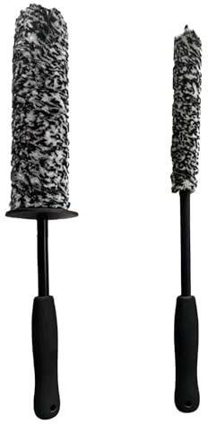 Haluway 2Pcs Bendable Car Wheel Cleaning Brushes, Non-Slip Long Handle, Scratch Resistant Microfiber Brush for Rim Grille, Fit Car Motorcycle RV