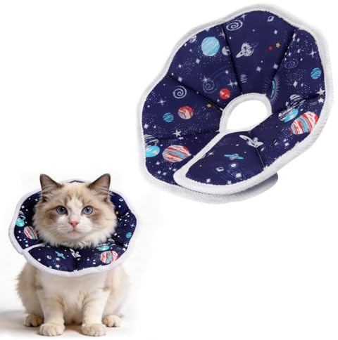ABOHU Skyddshalsband för katt S - halsrem 16–23 cm, mjuk krage för vuxna och små hundar (Chihuahua, Yorkshire), justerbart blått planet, anti-tuggande efter operation