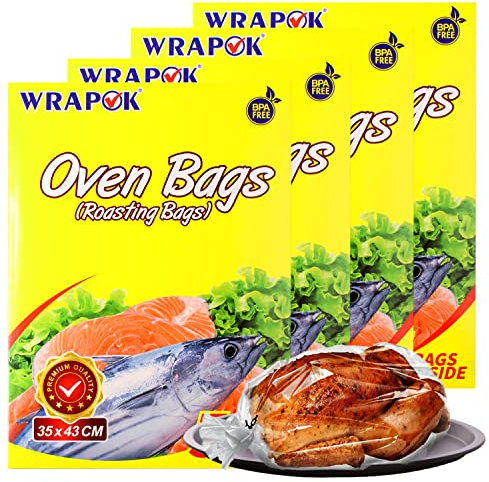 WRAPOK Sacs Cuisson Petit Four et Micro-ondes - 20 sacs (35 x 43 cm) pour la viande de poulet à la dinde Poisson de volaille Poissons Fruits de mer