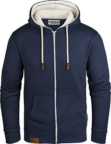 Grin&Bear Huvjacka för män | huvtröja med fleece inuti | GEC490, Navy2, S