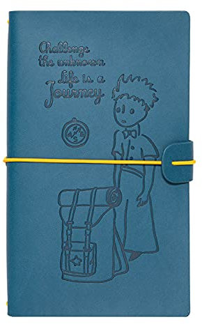 Grupo Erik Reisetagebuch zum Selberschreiben Der Kleine Prinz | Dotted Notebook 12x19,6 cm, Einband aus synthetischem Leder und Gummiband zum sicheren Verschließen