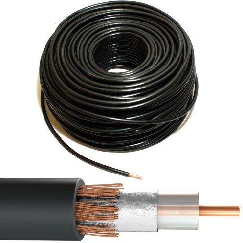 Loops 25m Black RG6 Coaxial Cable - 75 OHM TV Aerial Satellite Freeview Wire Reel Drum