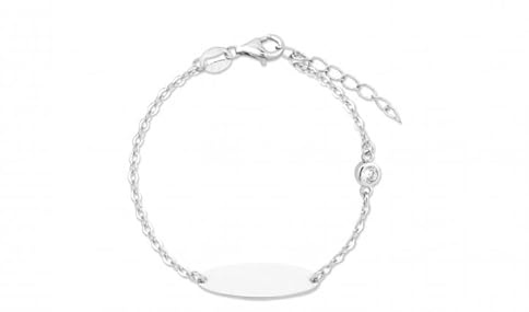 Turmalina by martina Turmalina - Bracciale rigido ID in Argento Sterling 925 per bambina, bracciale con placca, lunghezza di 11 più 2,5 cm di estensione del marchio di gioielleria
