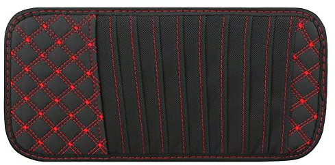 URFEDA Car CD Organiser Holder Sun Visor Organiser CD Bag Multifunctional Car CD Case Holder DVD Storage Car CD Holder Leather Disc Card Storage Bag Red 32.9 cm x 15.5 cm