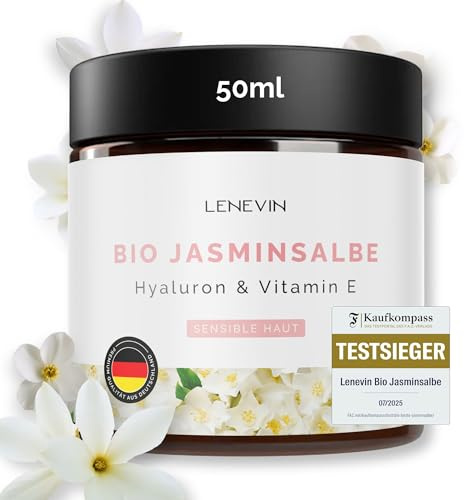 Gelsomino unguento per gli occhi - LENEVIN Crema per gli occhi contro rughe e occhiaie - Vincitore del test F.A.Z. 2025 - Unguento al gelsomino biologico attivo - Donne e uomini, 1% Vit. E - 0,1%