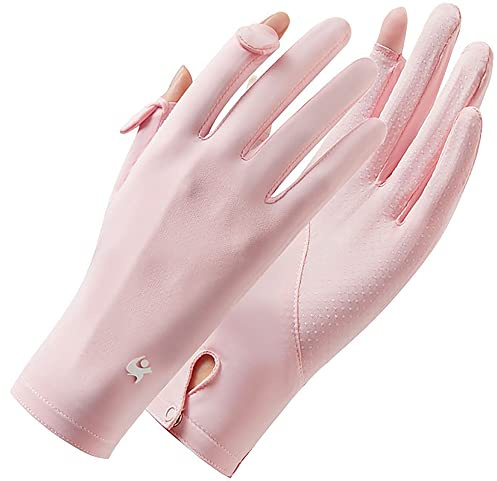 FGSS Gants de protection solaire d'été antidérapants pour écran tactile - Protection UV - Pour femme - Cyclisme équitation en plein air, rose, taille unique