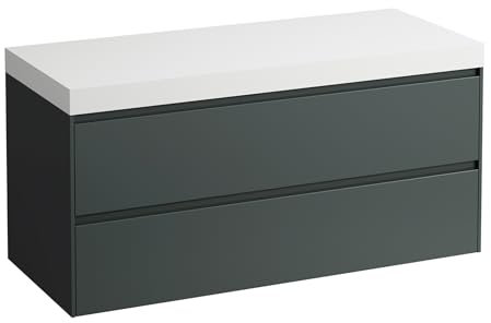 Laufen Lani encimera de lavabo blanco mate incl. mueble bajo lavabo, sin recorte, 1185x495x580mm, H4045701122661, Color: Gris de tráfico