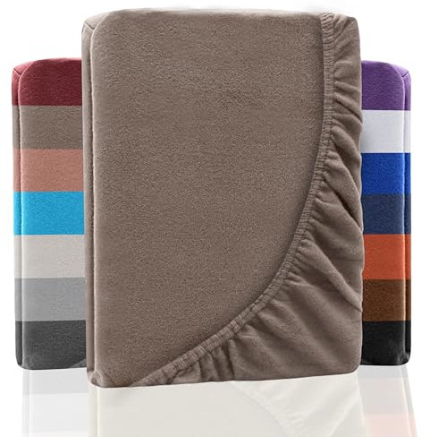 NatureMark Winter Thermo Fleece Spannbettlaken, Spannbetttuch in vielen Farben und Größen Winter Bettlaken, Spannbettlaken 200 x 220 cm - Sand beige