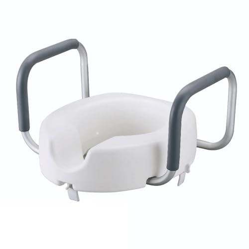 Raised Toilet seat with Padded arm Support Handles- Safety Mobility aid (5 High)