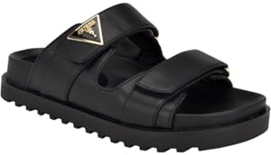 GUESS Fabula, Sandalias Planas Mujer, Black, 38.5 EU
