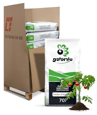 GALAMIO Tomatenerde & Gemüseerde – Palette mit 10 x 70 Liter Säcken – Gesamt 700 L Pflanzenerde mit Langzeit-Dünger (pH 5,50–6,00) – Komposterde für Hochbeet, Tomaten & Gemüse