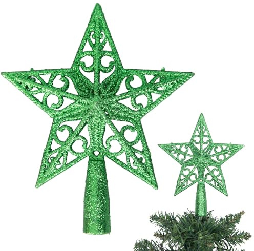 14,5 cm mörkgrön glitter stjärna julgransdekoration okrossbar för julgransdekorationer julgran krona högtid prydnad