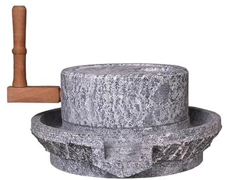 KUOYTT Home Stone Mill Grinder, Natural Bluestone Dry And Wet Grain Mill, Hand Old Grinder per Chicchi di Grano/Noce Moscata/Fagioli, Classico Ornamento in Pietra Naturale (Colore: Stone