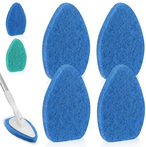 Baderke 4 Pcs Tub Tile Scrubber Cleaning Brush Pad (Without Handle), Blue