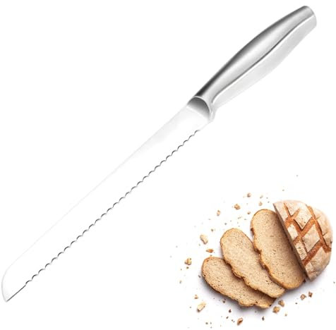 Royomal 32.5cm Coltello per Pane Professionale, Coltello da Torta Seghettato in Acciaio Inossidabile, Coltello da Pane Affilato Multiuso, per Tagliare Pane, Panini, Frutta con Taglio Preciso