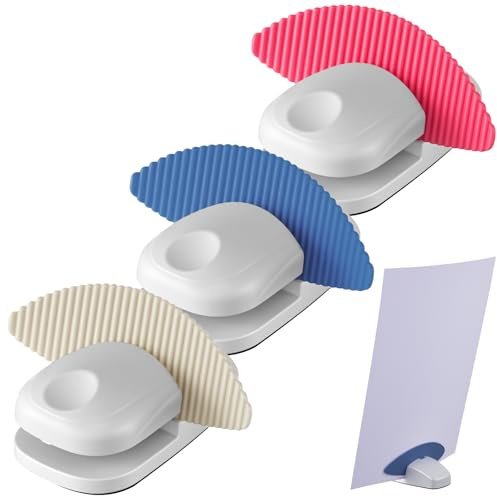 Faccito 3 Pcs Paper Holder Stand for Typing Non-Slip Mat Desktop Folder Document Holder with Anti-Slip Pads Portable Copy Stand Desktop Clamp for A4 Paper Office Reading (White,Blue,Red)
