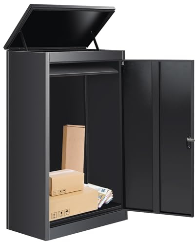 Mailbox, Parcel Box for Outdoors, Parcel Letter Box with Combination Lock, Automotive Steel, Powder-Coated Parcel Box, Parcel Letter Box with Waterproof & Debris-proof Function (53 x 42 x 130 cm)