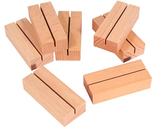 Srvnpioy 20 Pezzi Porta Foto in Legno di Faggioper Matrimoni, 7x3 cm Porta Menu da Tavolo, Portacarte Segnaposto per Ristoranti Banchetti Feste Celebrazioni (Scuro)