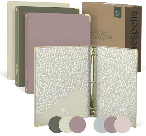 3 Ring Binder 1-Inch Rings – 3-Pack of Cute Binders with Pockets, Gold-Foil & Metal Corners – 1 Inch Binders 3 Ring Cute for School, Office & Work – 1 Pastel Three-Ring Binder One Inch