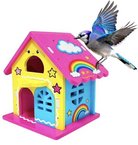 Birdhouse Kit for Kids & Adults - All Parts Included, Easy Assembly with Pre-Drilled Holes & Pre-Cut Components, Complete Build and Paint Set, Perfect Family Bonding Activity Gift, 7.5 x 8.2 inch