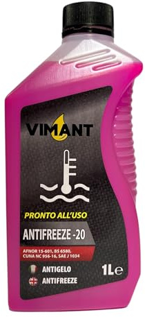 VIMANT Antigelo Pronto all'Uso Rosso, 1 Litro, Liquido Refrigerante Radiatore, Made in Italy