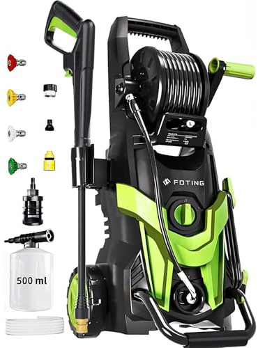 2026NEW Pressure Power Washer 4500PSI with 4 Quick Connect Nozzles, Inlet Hose & Filter, Foam Cannon for Cars/Fences/Driveways/Patios/Home Cleaning, Green