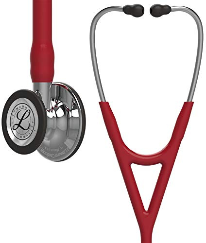 3M Littmann Cardiology IV Stethoskop für die Diagnose, 6170, Bruststück und Schlauchanschluss hochglanzpoliert, burgunderroter Schlauch, Ohrbügel aus Edelstahl, 69 cm