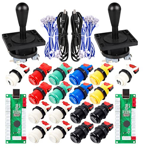 Arcade Game DIY Teil für Mame USB Cabinet 2x Nullverzögerungs USB Encoder auf Ihren PC Spiele + 2x 8 Wege Joystick + 18x Arcade Push Button (einschließlich 1P / 2P Start-Tasten) Multiple Color Kits