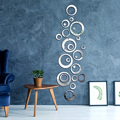 Removable Wall Sticker Decal Acrylic Mirror Setting for Home Living Room Bedroom Decor (Style A, 48 Pieces)