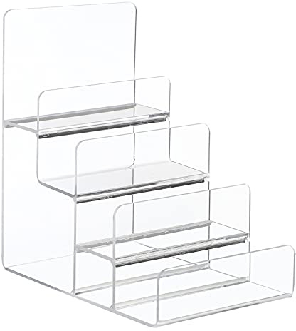 Cabilock Étagère De Rangement Trapézoïdale En Acrylique Transparent 4 Niveaux Présentoir Multi-Couches Pour Portefeuille Lunettes Bijoux Organisateur Compact