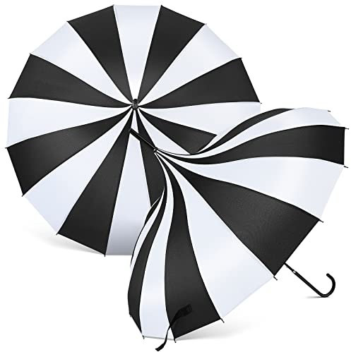 Queekay 2 Pcs Parasol Umbrella Pagoda Umbrella Large Retro Gothic style for UV Protection(Black, White)
