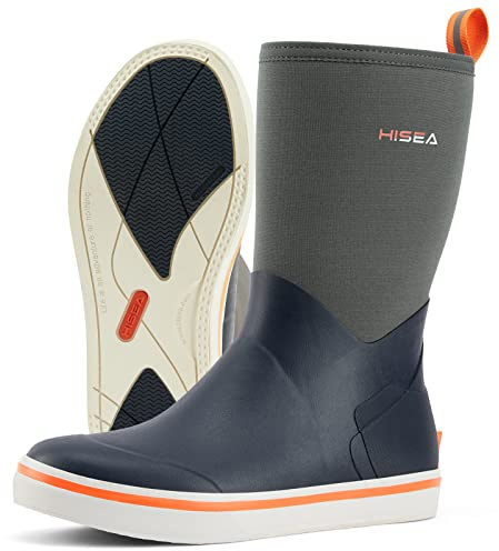 HISEA Men's Rubber Rain Boots Waterproof Garden Fishing Outdoor Deck Boots