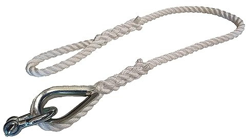 20mm Nylon Rope Mooring Strop With Galv Thimble & Bow Shackle One End & Soft Eye Other End - Mooring Warp - Mooring Rope (1.5 Metres)