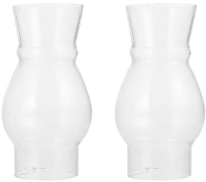 Garneck Clear Glass Chimney for Kerosene Lamp Transparent Lamp Shade Replacement for Oil Chimney Windproof Glass with Bright Light Transmission 2 pcs