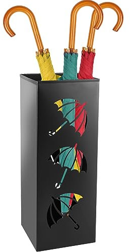 Keyohome Metal Umbrella Holder FreeStanding Umbrella Stand 16x16x42CM Hollow-Out Design Square Umbrella Storage Rack Decorative Umbrella Stand for Hallway Entryway Home Hotel Office