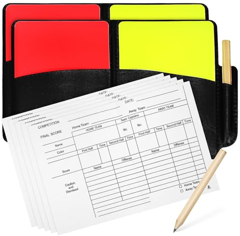 TOYANDONA Soccer Referee Card Sets, Warning Referee Red and Yellow Cards with Sheets, Pencil Accessories, 2 Packs