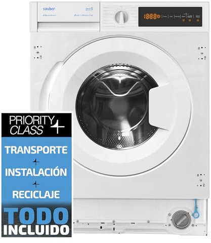 Sauber - Lavadora de carga frontal PANELABLE- MOTOR INVERTER SERIE 5-BI81123-8 kg - 1200 RPM - A - Programa Extra Rápido 15 minutos - Media Carga Avanzada - INSTALACIÓN INCLUIDA