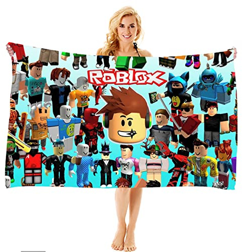 MAJEQZGY Asciugamano Roblox con stampa 3D per bambini, telo piscina, telo da bagno per bambini, ultra morbido, super assorbente, durevole, per spiaggia, bagno, fazzoletti per il viso, adolescenti