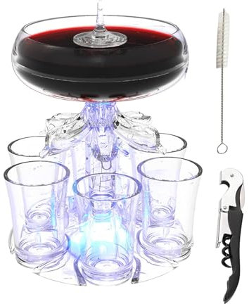 Dispensador de chupito con vasos, dispensador de 6 vasos de chupito y soporte, dispensador de bebidas con 6 chupitos, dispensador de vasos de chupito acrílico, dispensador de vasos de chupito acrílico