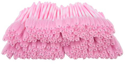 Paquet de 200 baguettes de Mascara, Mini brosses à cils jetables, Extensions de cils, brosse à sourcils pour outil de maquillage en vrac (Rose)