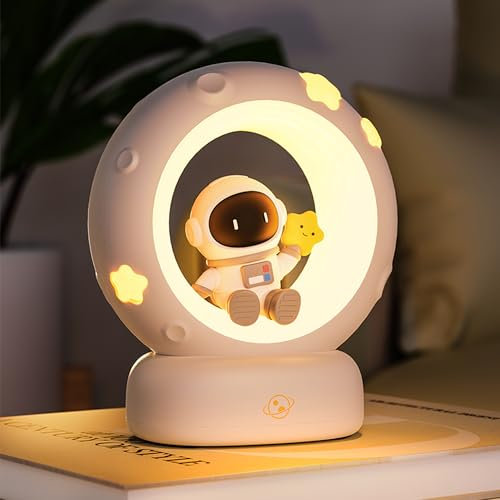 Wetry Luce Notturna LED Luci Notte Bambini Ricaricabile Lampada da Comodino Astronaut Luctta Notturne Neonati Regali Nascita Bimba Ragazze