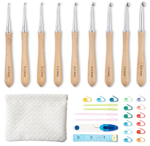 Ruidi Kit Crochet Tricot 9 tailles (2,5–6,5 mm), Kit Tricot Débutant Adulte Complet Avec Accessoires Crochet et Étui