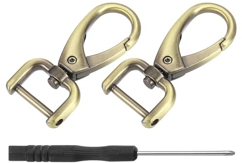 QUARKZMAN 2pz Girevole Chiusure Gancio 15mm(5/8) D Anello Staccabile Moschettone Gancio Metallo Moschettone Artiglio Chiusura Gancio con Cacciavite per Borsa Portachiavi Creazione Bronzo