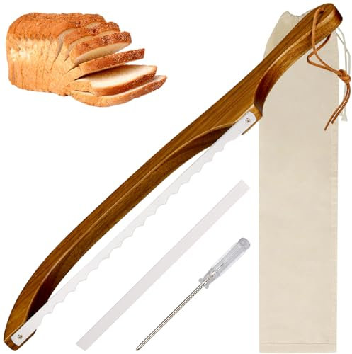 NathrBTV Coltello da pane Lama seghettata Coltello da pane in acciaio inox con manico in legno 40 cm Coltello da colazione Per affettare bagel Baguette Adatto per panifici o uso domestico