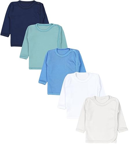 TupTam Unisex Baby Wickelshirt Langarm 5er Pack, Farbe: Hellbeige Weiß Dunkelgrün Jeans Dunkelblau, Größe: 62