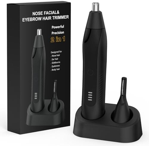 Nose Hair Trimmer and Eyebrow Trimmer, Rechargeable Professional Painless Eyebrow Razor for Ear Beard Hairline, 2 in 1 Metal Trimming Tool