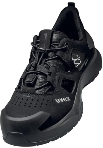 Uvex 1 sandalia de seguridad S1 PL de X-craft para zonas de peso ligero a medio, extratranspirable y cómoda, ancho 11, Negro , 44 EU